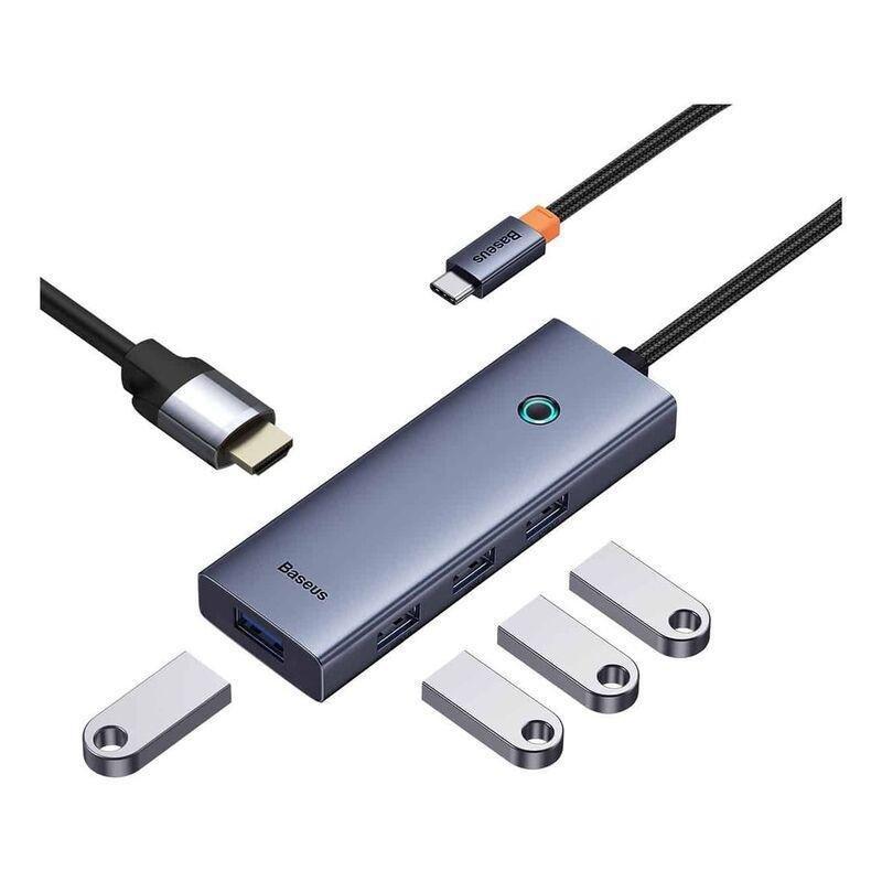 Baseus Flite Series 5-Port HUB Docking Station - Space Grey (Type-C to HDMI 4K @30HZ *1 / USB 3.0 *4), , medium