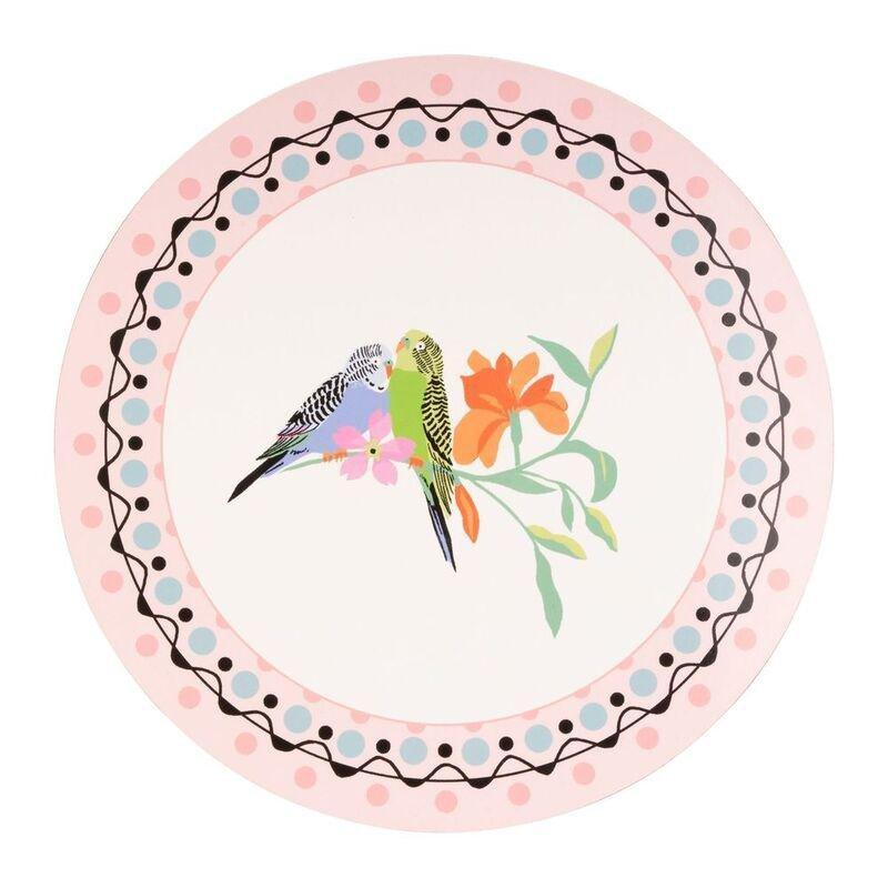 Cath Kidston Cath Kidston Budgie Cork-Backed Round Placemats (Set of 4), , large image number 0