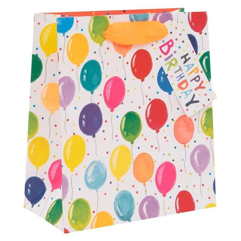 Glick Paper Salad Birthday Balloons Medium Gift Bag (10 x 20 x 22.5 cm), , medium