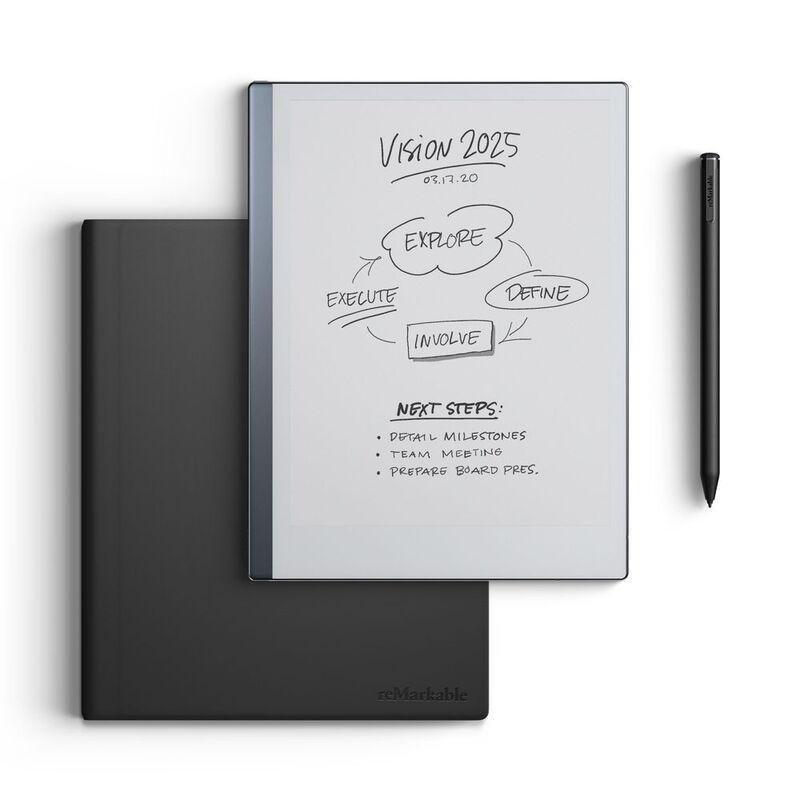 reMarkable 2 Paper Tablet 10.3" with Marker Plus and Book Folio in Black Premium Leather, , medium