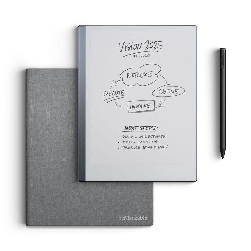 reMarkable 2 Paper Tablet 10.3" with Marker Plus and Book Folio in Gray Polymer Weave, , large image number 0