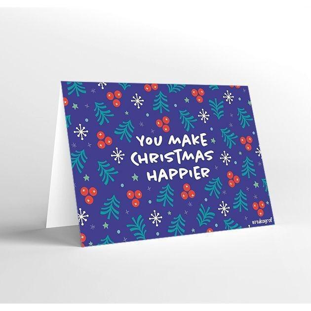 Mukagraf Standard Greeting Card - You Make Christmas Happier (18 x 12 cm), , large image number 0