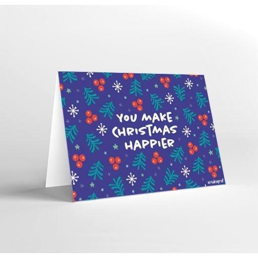 Mukagraf Mini Greeting Card - You Make Christmas Happier (11 x 8 cm), , large image number 0