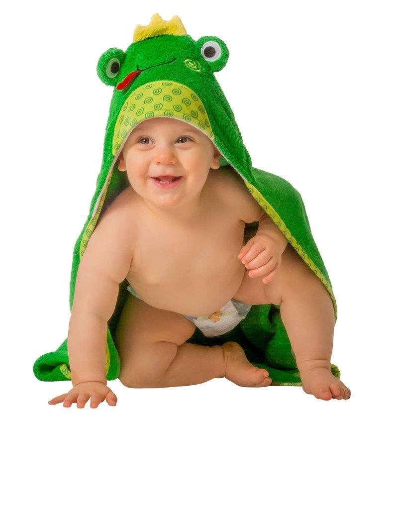 Zoocchini Flippy The Frog Green Baby Hooded Towel, , large image number 1