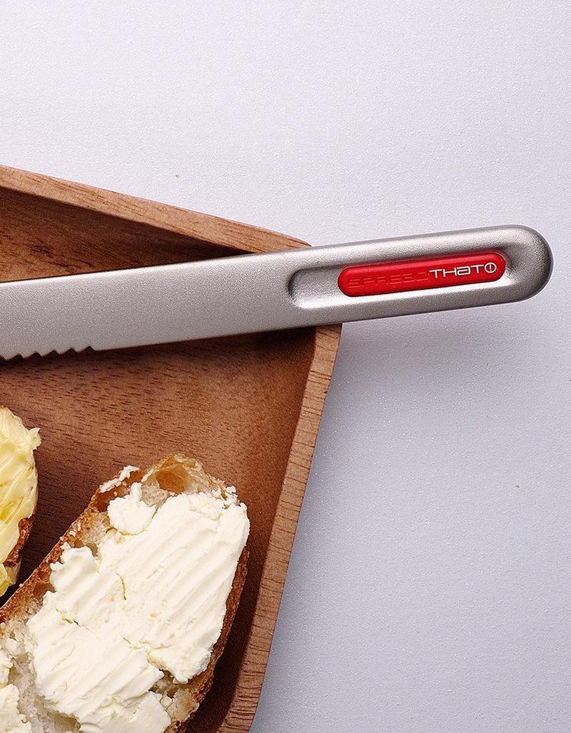 Spreadthat II Wave Butter Knife Silver/Red Insert, , large image number 1