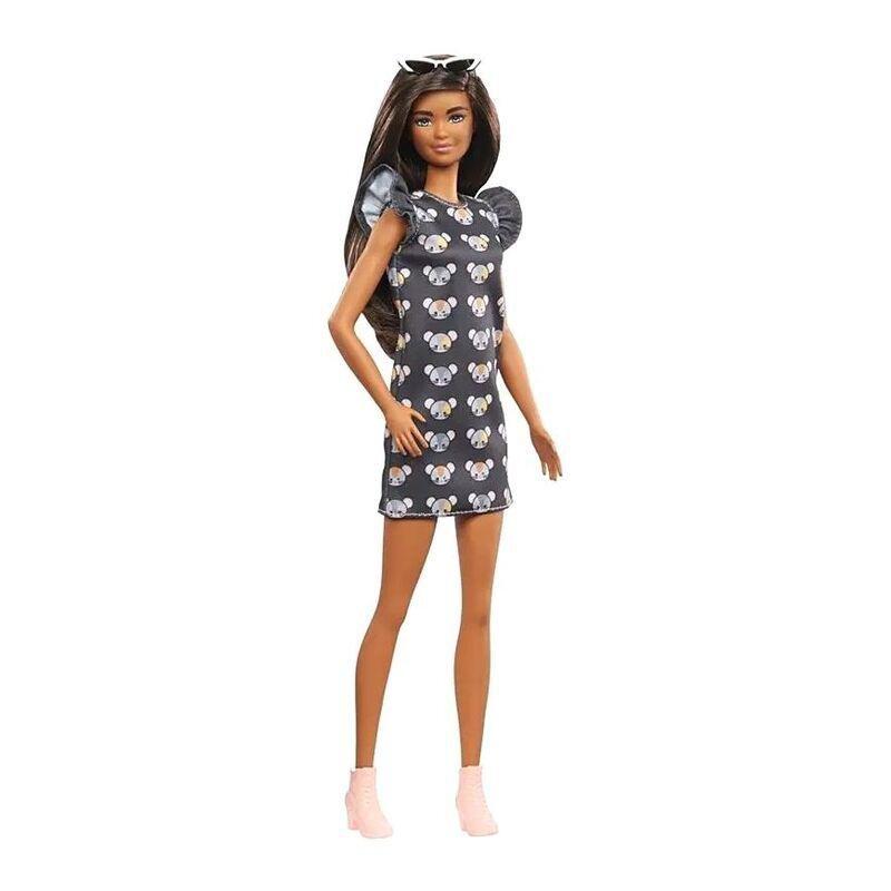 Barbie Fashionista 140 Brunette With Mouse Print Dress Doll GYB01, , large image number 0