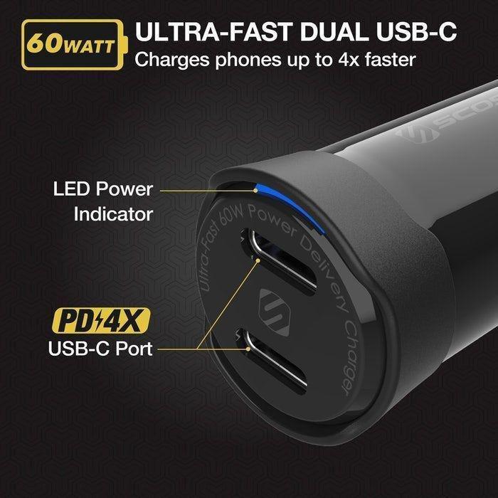 Scosche PowerVolt PD60 Dual-Port 60W USB-C PD Car Charger, , large image number 2