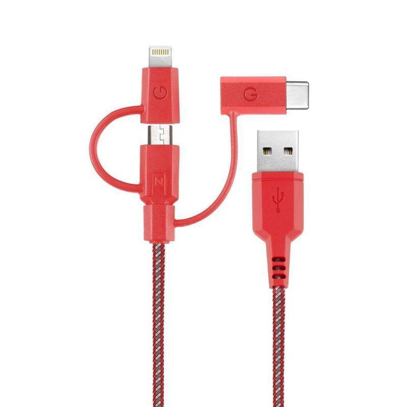 Energea NyloTough 3-In-1 Cable Red 18cm, , large image number 0