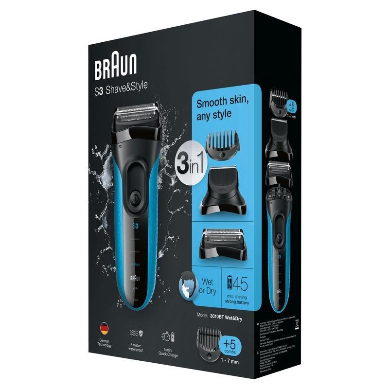 Braun Series 3 Shave & Style 3010BT 3-In-1 Electric Wet & Dry Shaver, , large image number 3