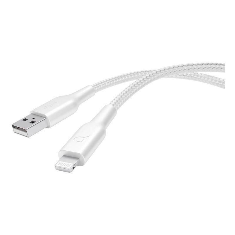 Powerology Braided USB-A To Lightning Data & Fast Charge Cable 1.2m - White, , large image number 1