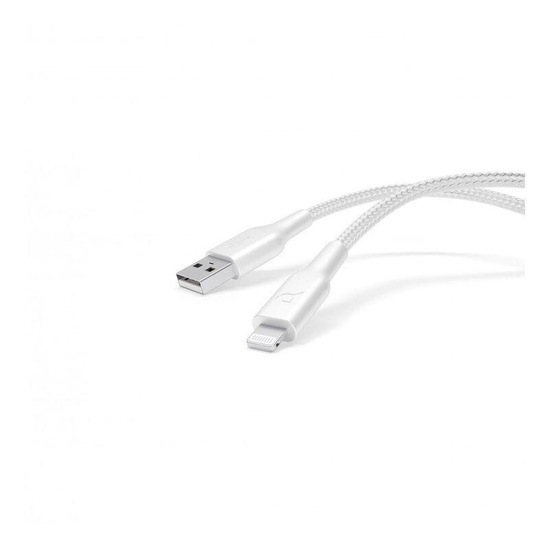 Powerology Braided USB-A To Lightning Data & Fast Charge Cable 1.2m - White, , large image number 4