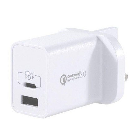 MOMAX - Momax One Plug 2-Ports USB Fast Charger White Type-C PD+ QC 3.0 USB