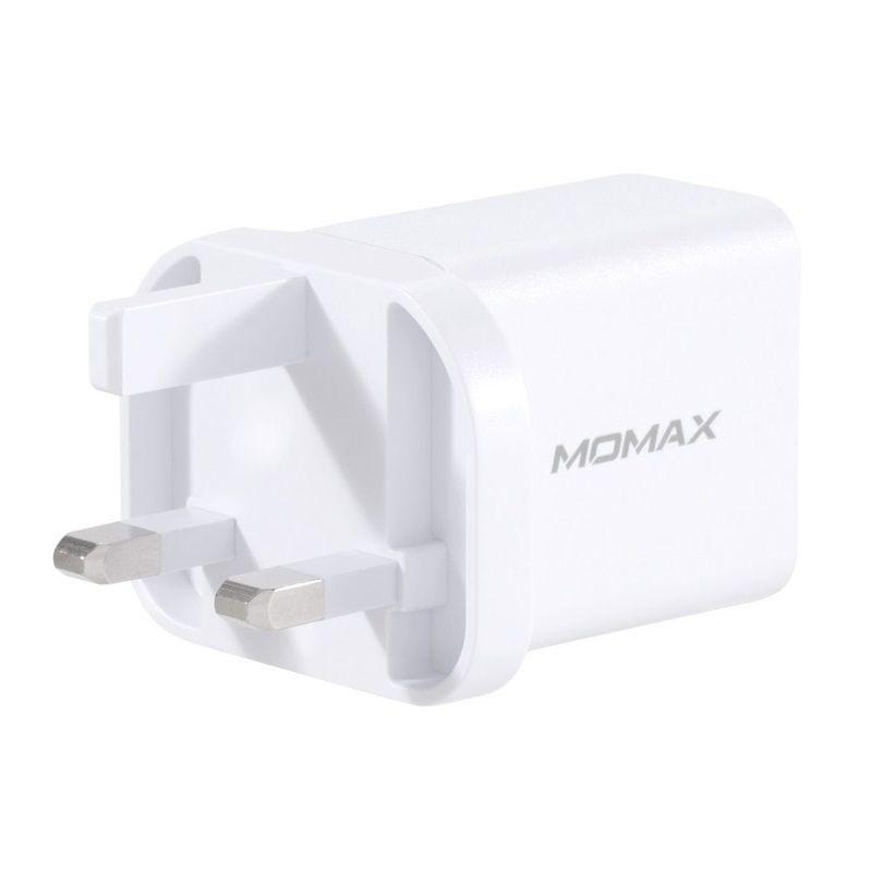 Momax One Plug 2-Ports USB Fast Charger White Type-C PD+ QC 3.0 USB, , large image number 1