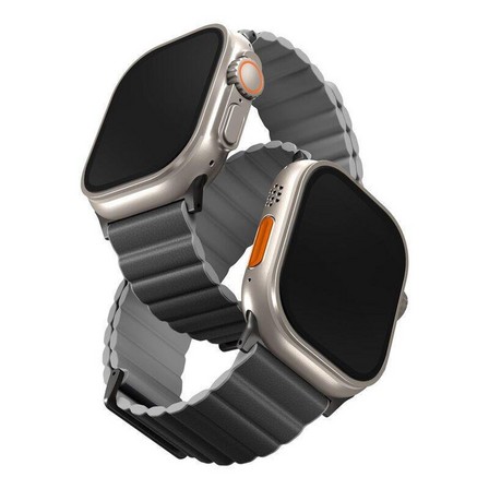 UNIQ - Uniq Revix Premium Edition Reversible Magnetic Strap for Apple Watch 49/45/44/42mm - Charcoal (Charcoal/Ash Grey)