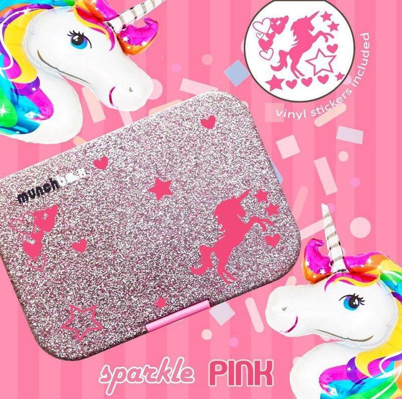 Munchbox Sparkle Pink Maxi6 Clear Tray Pink Lunchbox, , large image number 1