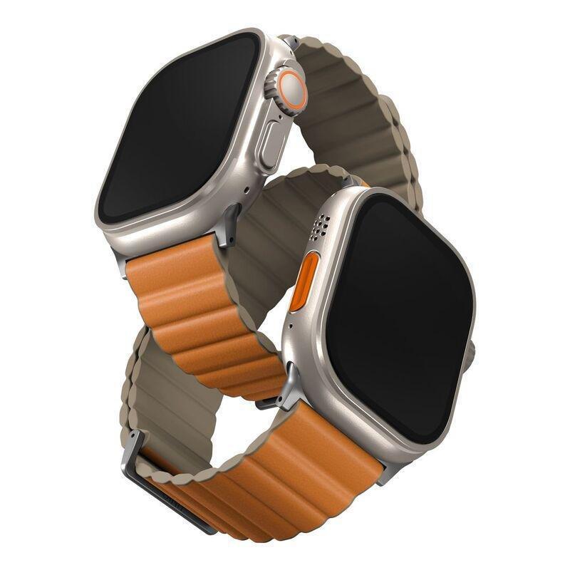 UNIQ - Uniq Revix Premium Edition Reversible Magnetic Strap for Apple Watch 49/45/44/42mm - Saffron (Saffron Orange/Khaki)