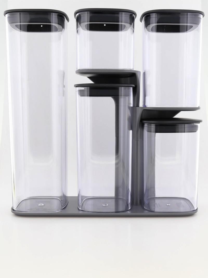 Joseph Joseph Podium Storage Jars Grey (Set of 5), , large image number 0