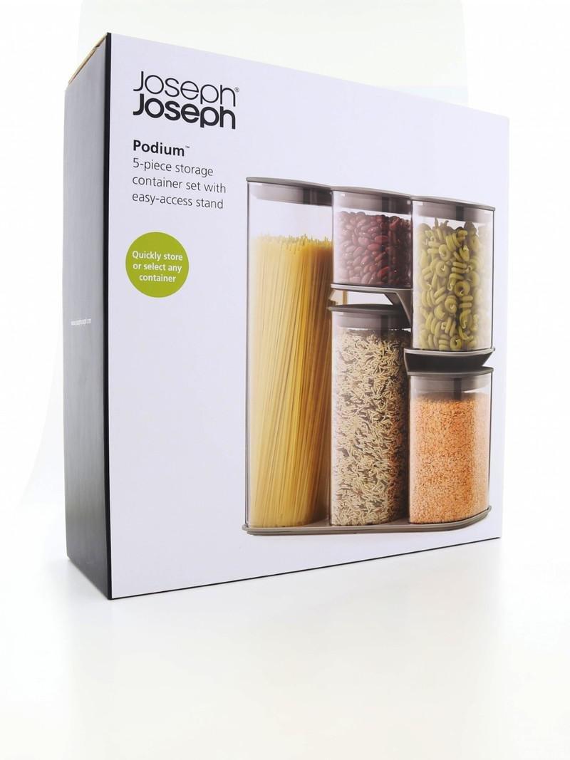 Joseph Joseph Podium Storage Jars Grey (Set of 5), , large image number 1