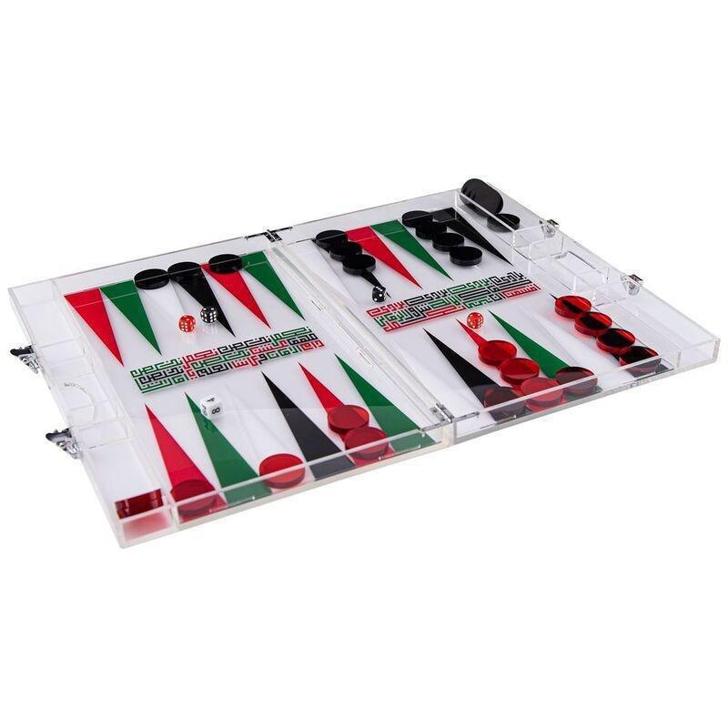 Roomours UAE Flag Colors Backgammon Game Acrylic (45 x 31 cm), , medium