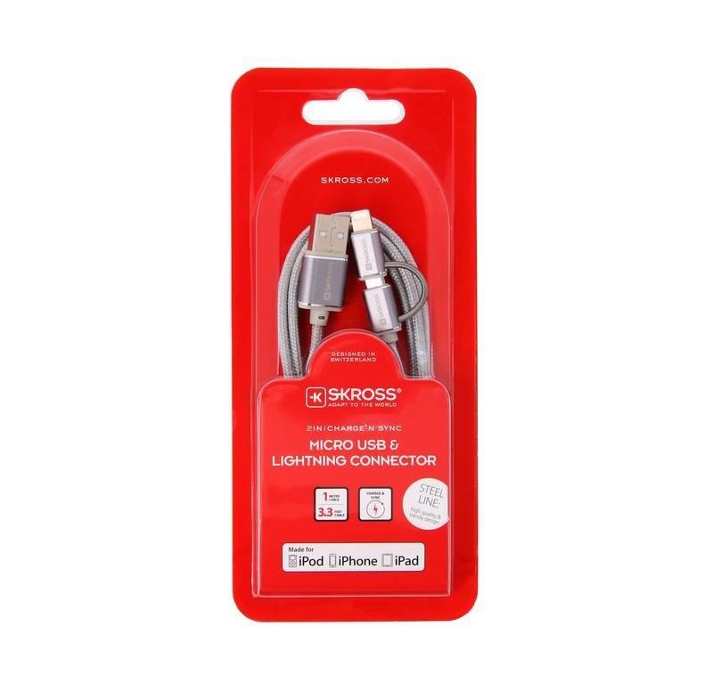 Skross Steel Line 2 In 1 Charge N Sync Micro USB/Lightning Connector Cable, , large image number 4