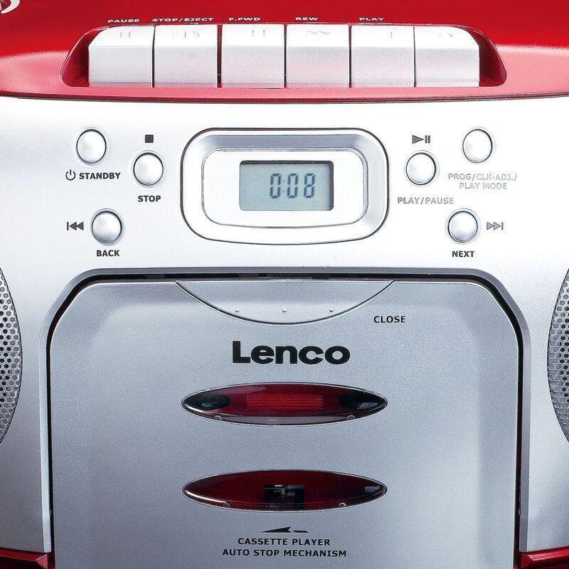 Lenco SCD-420RD Portable FM-Radio / CD / Cassette Player - Red, , large image number 1