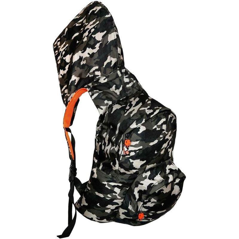 Morikukko Kool Patterned Camouflage Neon Orange Mesh Hooded Backpack, , large image number 0