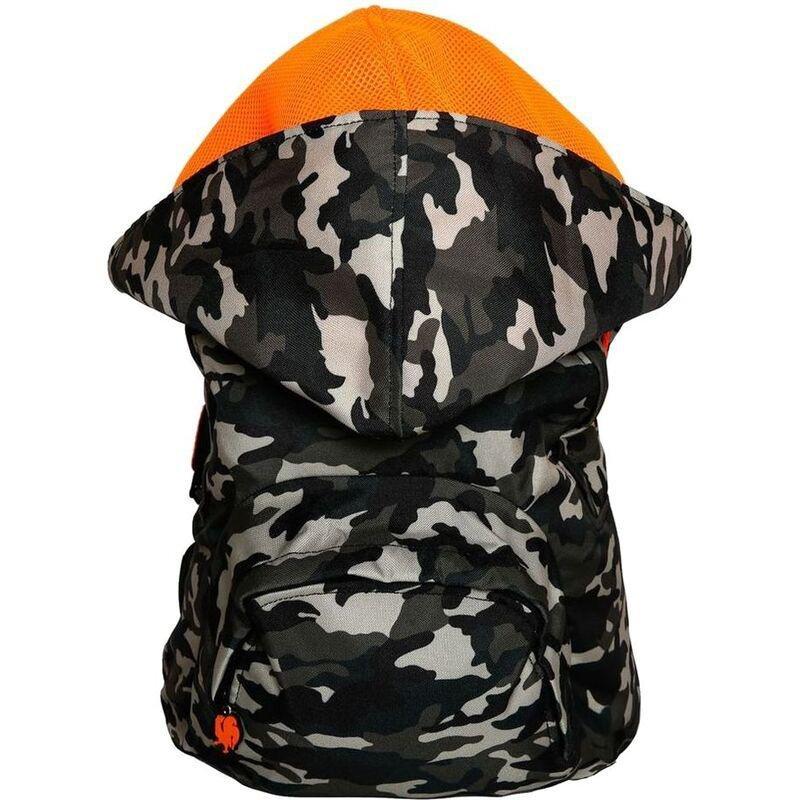 Morikukko Kool Patterned Camouflage Neon Orange Mesh Hooded Backpack, , large image number 1