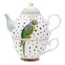 YVONNE ELLEN - Yvonne Ellen Tea For One Teapot & Cup - Parrot Polka Dots