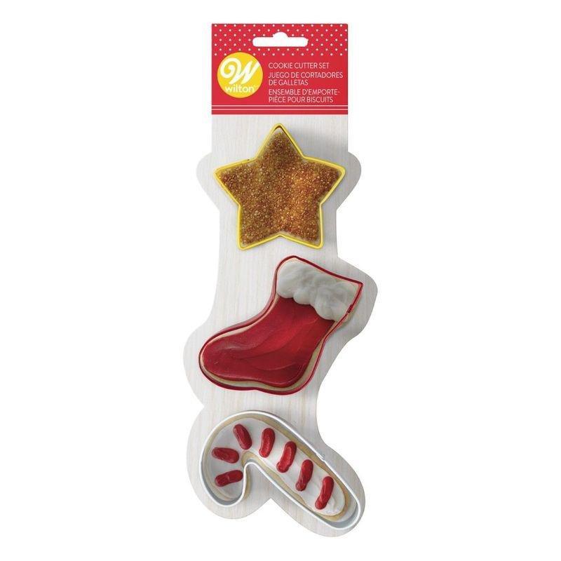 Wilton Xmas Cookie Cutters Star Stocking & Candy Cane, , large image number 0