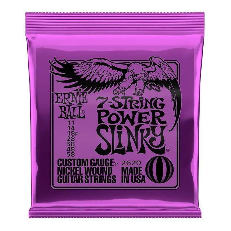 Ernie Ball 2620 Power Slinky 7-Strings Electric Guitar Strings - Nickel Wound (11-58 Gauge), , large image number 0