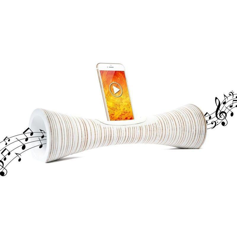 Mangobeat Acoustic Speaker for Smartphones - Striped - 35cm - White, , large image number 0