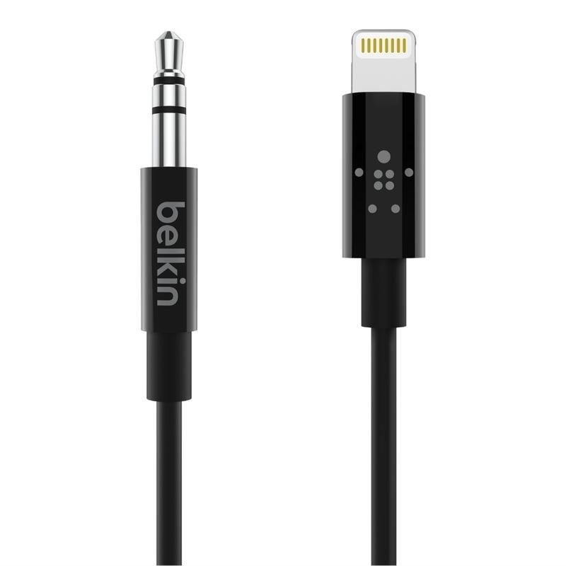 Belkin 3.5mm Aux To Lightning Cable 6ft Black, , large image number 0