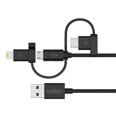 Belkin Universal Cable Black Micro USB/USB-C/Lightning, , large image number 0