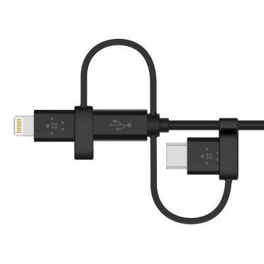 Belkin Universal Cable Black Micro USB/USB-C/Lightning, , large image number 2