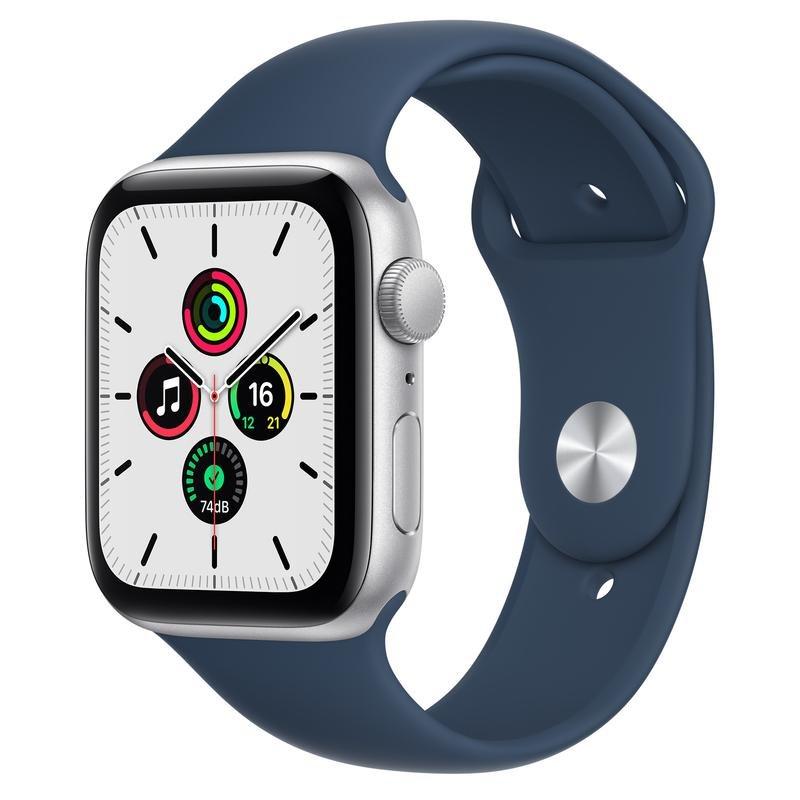Apple Watch SE GPS 44mm Silver Aluminium Case with Abyss Blue Sport Band - Regular, , large image number 0