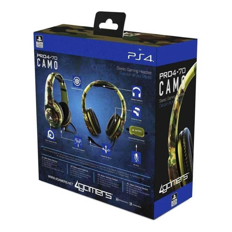 4 Gamers Pro4-70 Stereo Gaming Headset Woodland Camo Edition for Ps4, , large image number 4