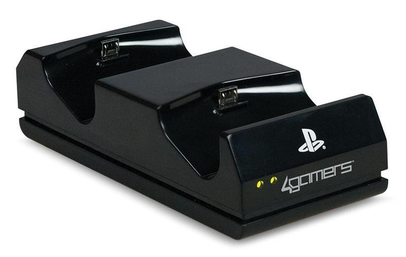 4 Gamers Twin Charger with Cleaning Cloth for PS4 Black, , large image number 1