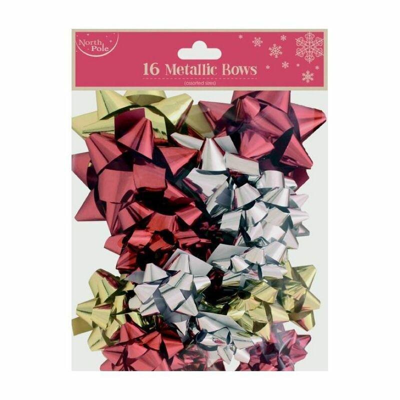 Eurowrap 16 Metallic Mix Bows Christmas Ribbon, , large image number 0
