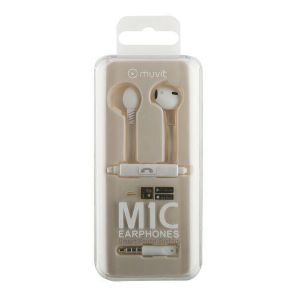 Muvit M1C 3.5mm Rubber Finish White In-Ear Earphones with Mic, , large image number 1