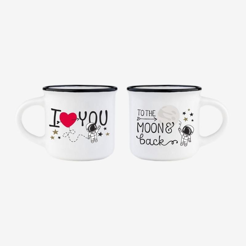 Legami Espresso for Two - Porelain Coffee Mugs 50 ml - To the Moon & Back (Set of 2), , large image number 0