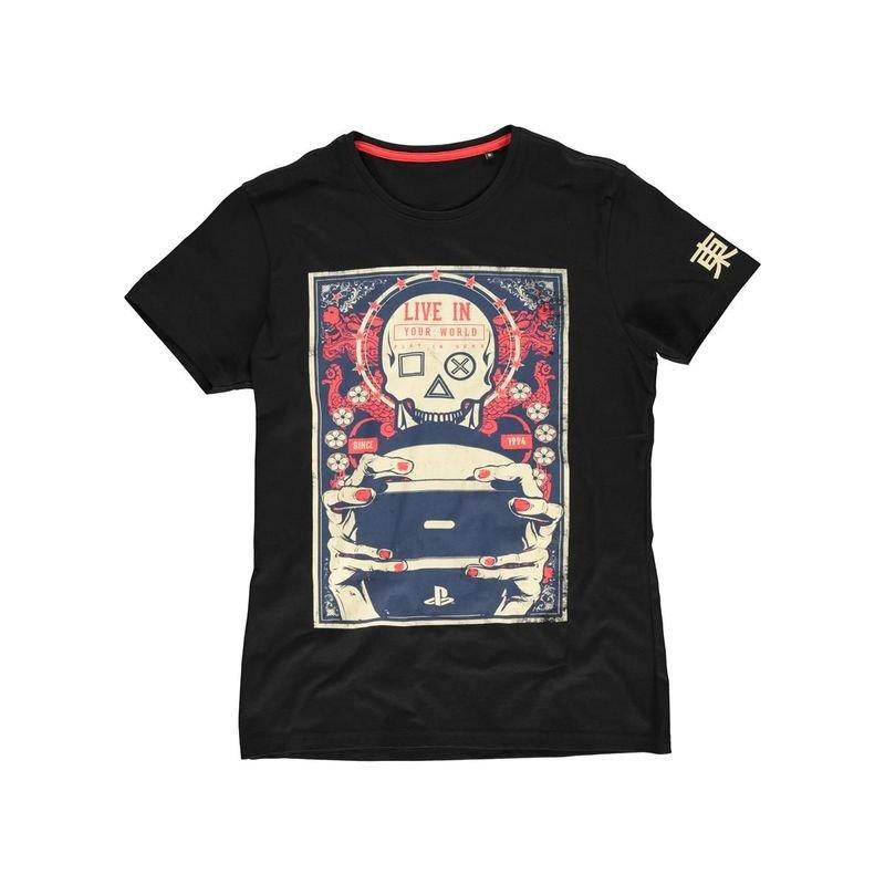 Sony Playstation Gaming Skull Men'S T-Shirts Black, BLK, large image number 0