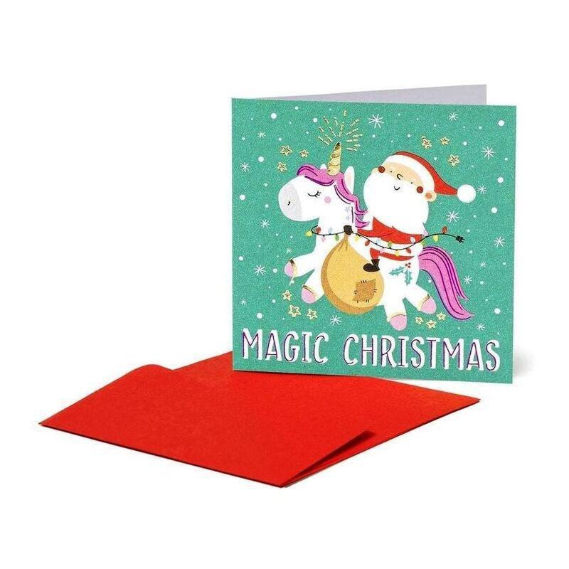 Legami Merry Christmas Santa + Unicorn Greeting Cards (15 x 15cm), , large image number 0