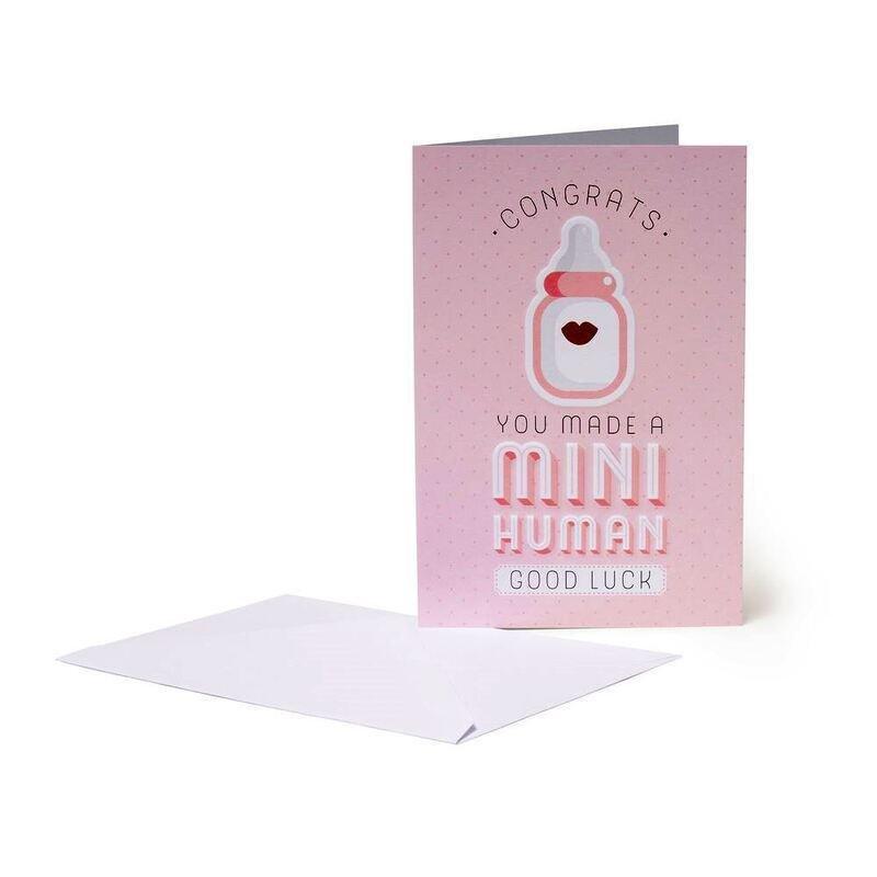 Legami Large Greeting Card - Baby Girl - Mini Human - Baby Born (11.5 x 17 cm), , medium