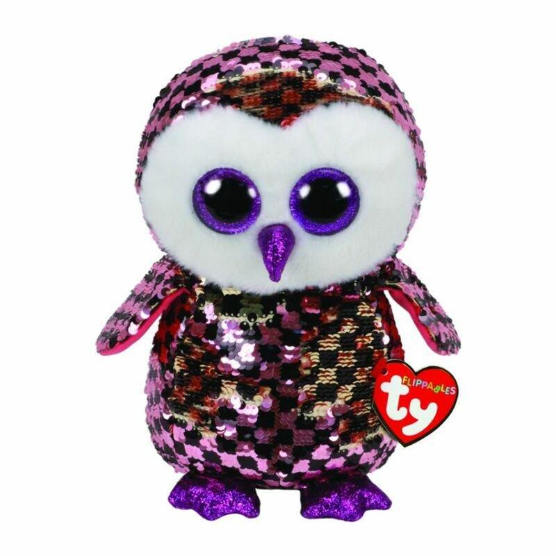 Beanie Boos Checks The Flippable Sequin Owl Medium 9 Inch, , large image number 0