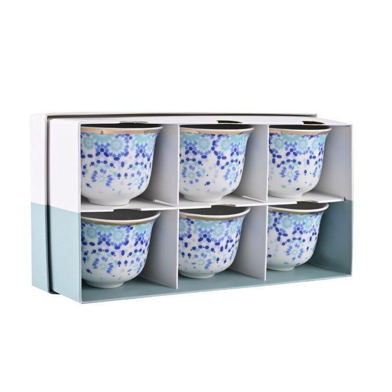 Silsal Gift Mirrors Arabic Coffee Cups in Gift Box Turquoise (Set of 6), , large image number 1