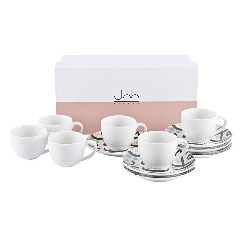 Silsal Gift Box Tarateesh Turkish Coffee Cups Black [Set of 6], , large image number 0