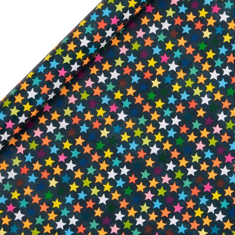 Glick RPS112 Stars Navy Gift Wrapping Paper Roll (400 x 70 cm), , large