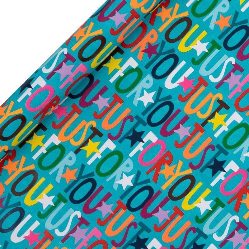 Glick RPS119 Just For You Teal Gift Wrapping Paper Roll (400 x 70 cm), , large image number 0