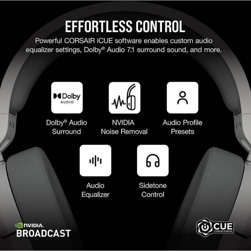 Corsair - HS55 Wireless Surround Sound Over-Ear Gaming Headset With Microphone - White, , large image number 6
