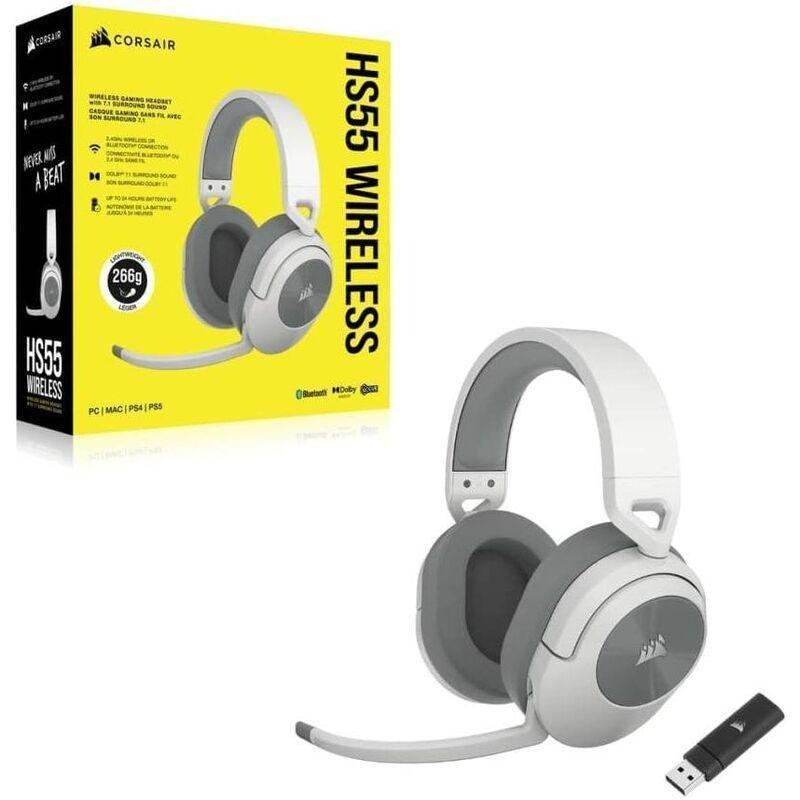 Corsair - HS55 Wireless Surround Sound Over-Ear Gaming Headset With Microphone - White, , large image number 8